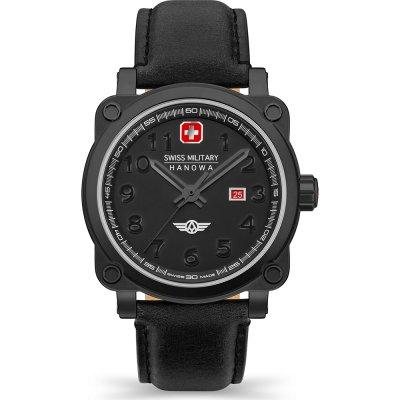 SWISS MILITARY WATCH IPBLACK 3HANDS DATE BLACK DIAL BLACK STRAP SMWGB2101330